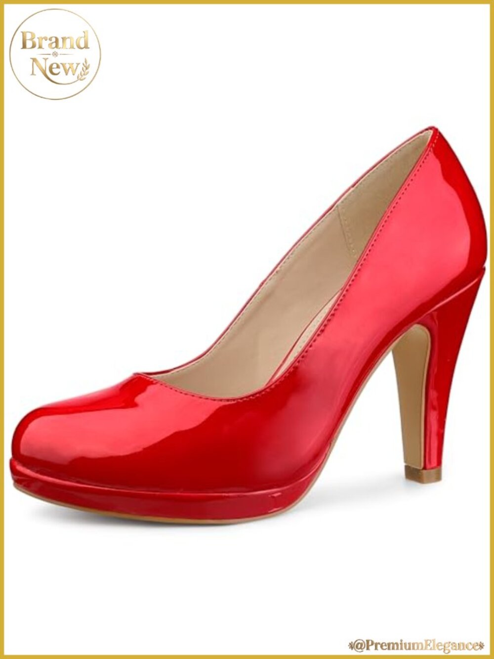 Round Toe Platform Stiletto Heel Dress Pumps Faux Leather